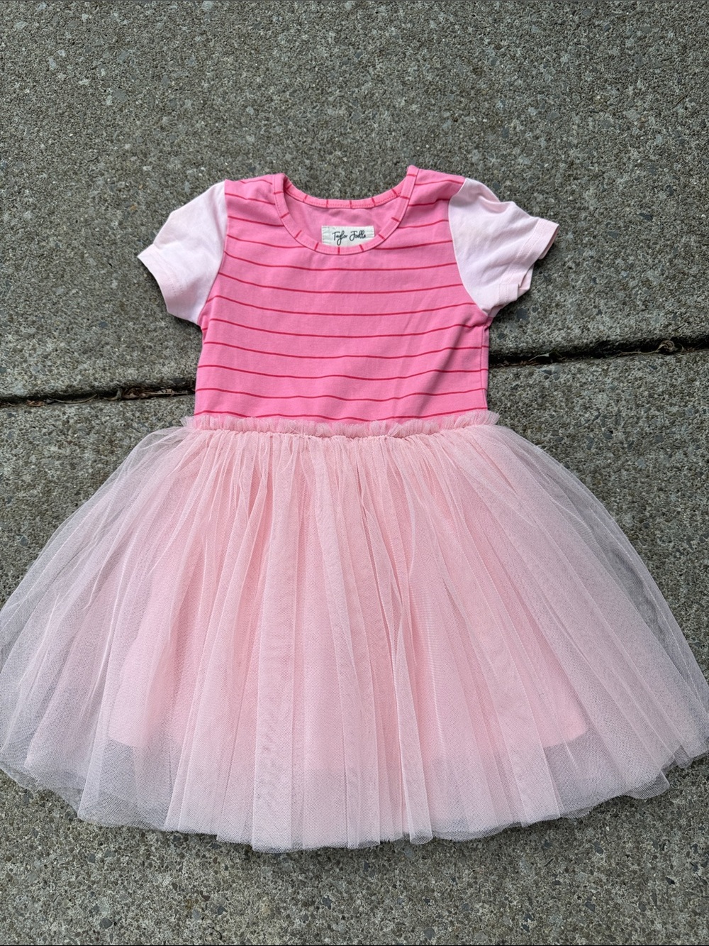 Taylor Joelle Piglet Pink Striped Tulle Dress